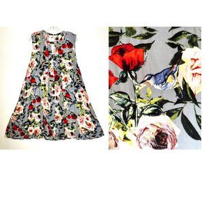 Floral Swing Tunic with Roses & Birds